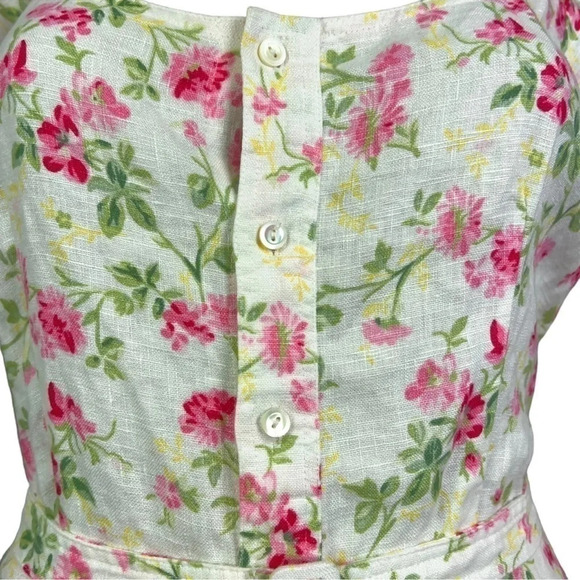 POLO Ralph Lauren Womens Linen Floral Sweet Pea Garden Party Midi Dress Size 14 - Picture 12 of 15